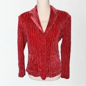 Great Cavalier Crushed Velvet Holiday Blazer Pink Women Size Small